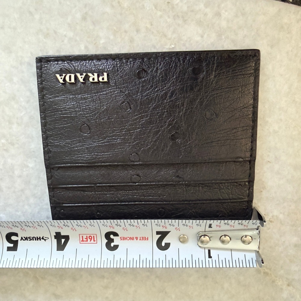 Prada Black Ostrich Leather Card Holder Wallet 2MC223 Struzzo Made in Italy - Picture 8 of 10